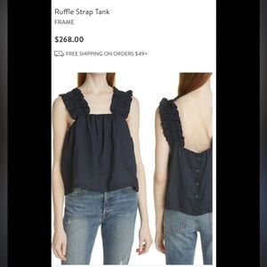 Frame Denim Navy Tank Top with Ruffle Straps